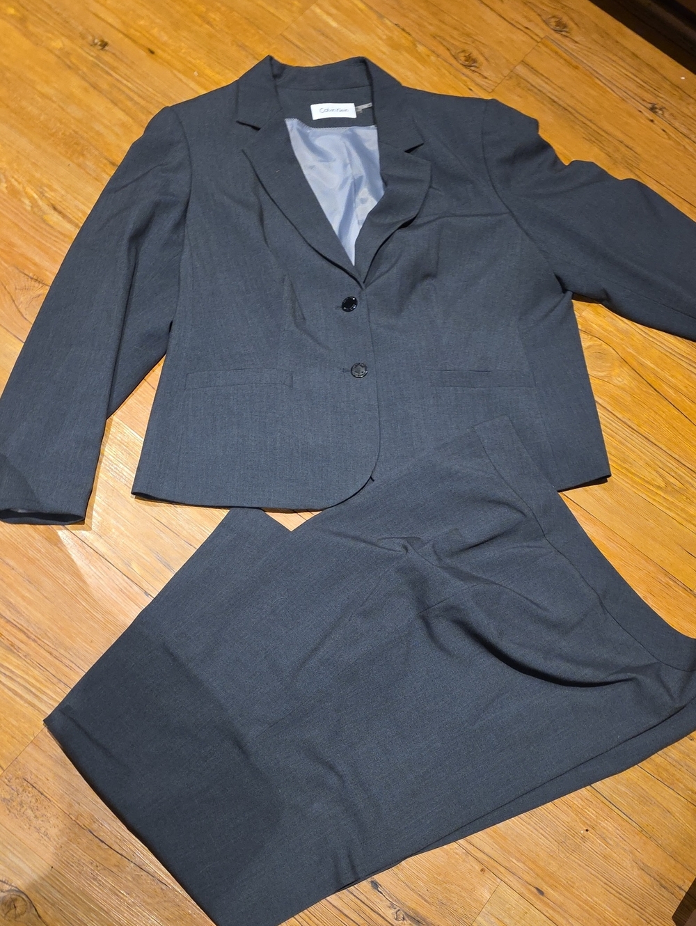 Calvin Klein Women's Charcoal Gray Two-Piece Skirt Suit